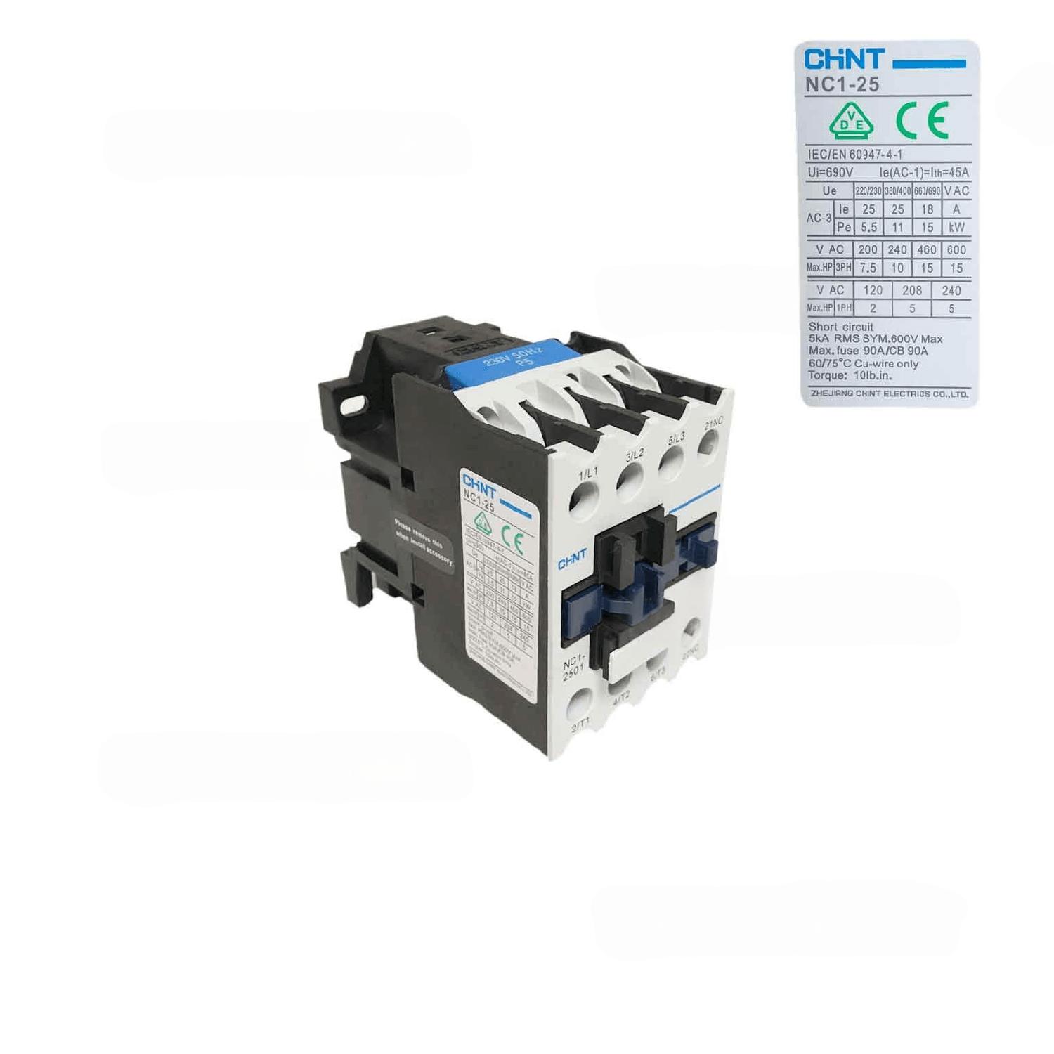 Контактор NC1-2501 25А 230В/АС3 1 НЗ 50Гц (CHINT) 220621 120000046236