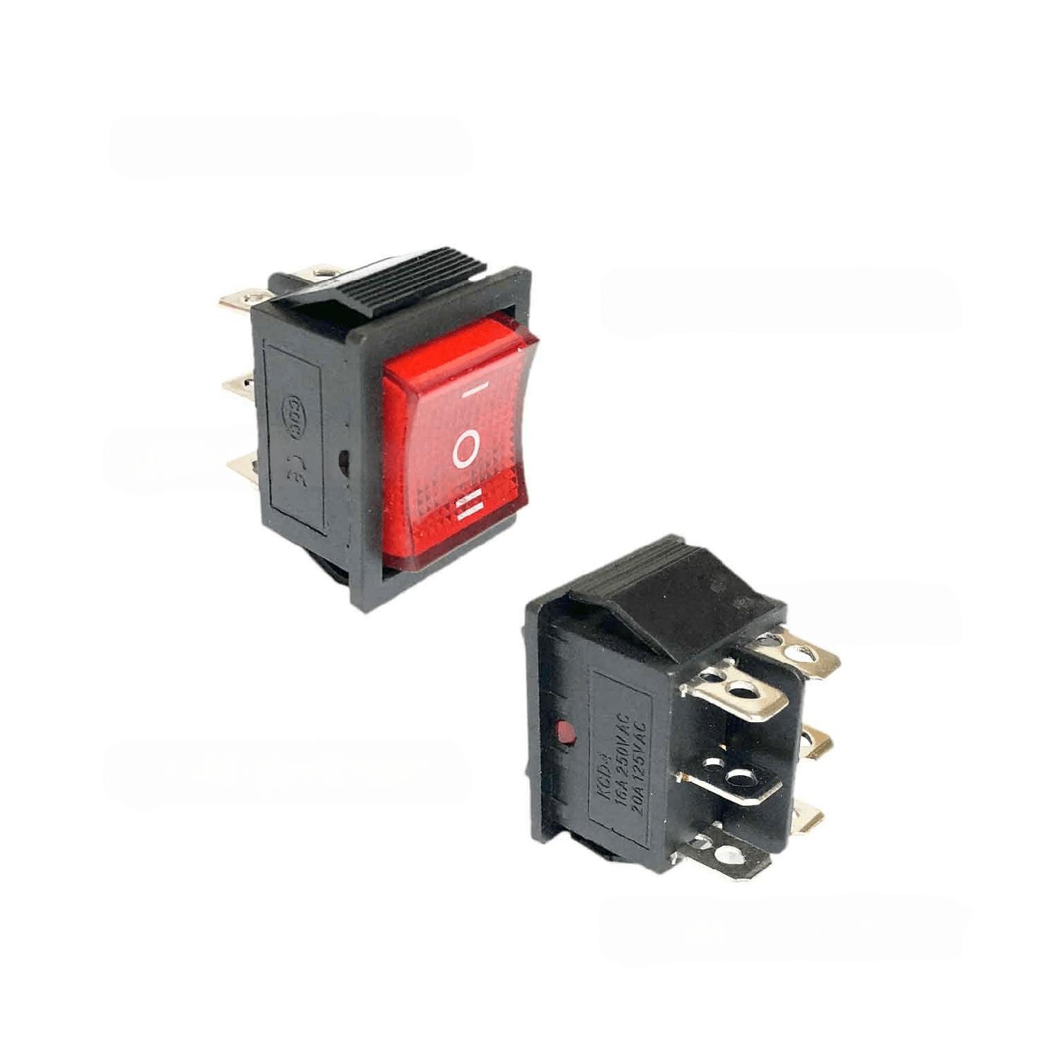 Переключатель KCD4-203N-C6-R/6P on-off-on красный,широкий