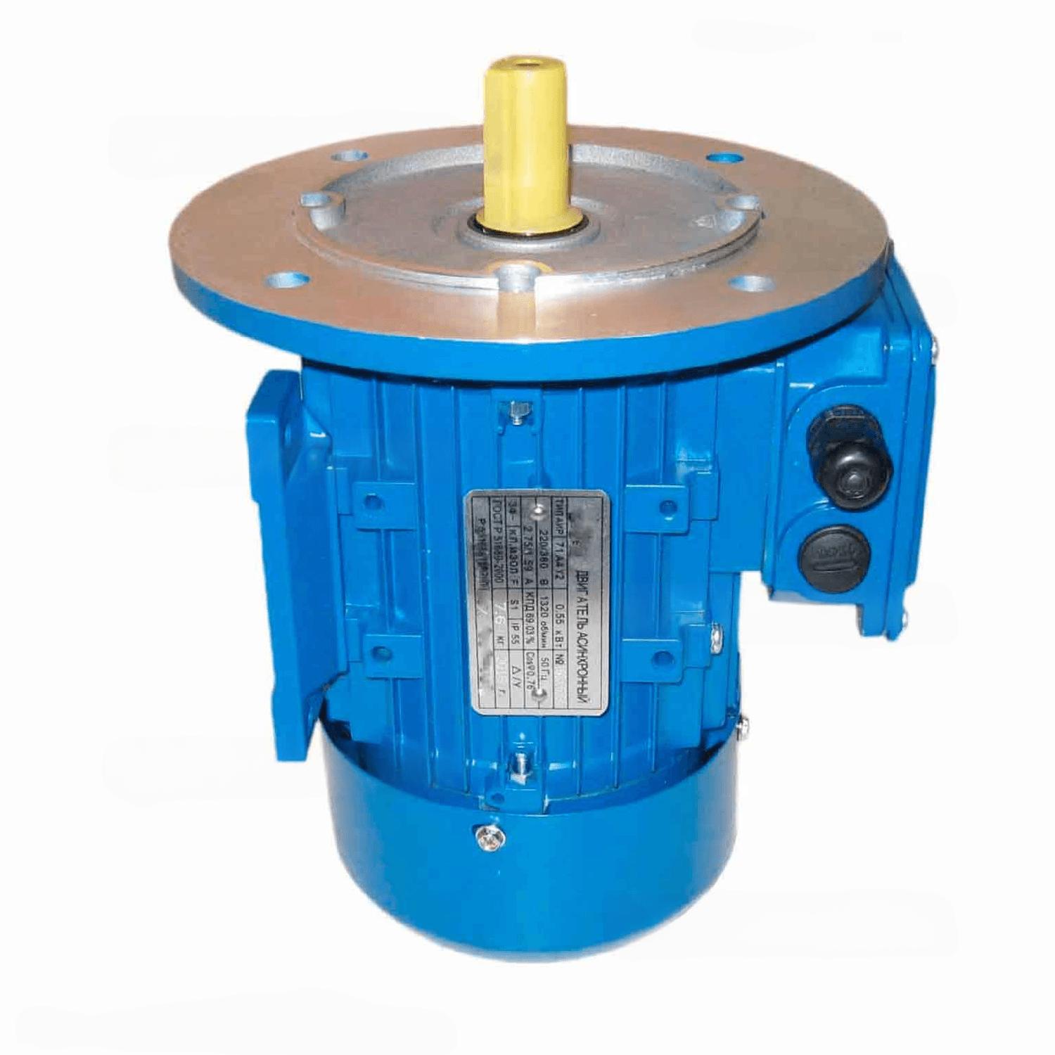 Двигатель АИР 71А4У3 0,55/1500 комбинированный (вал 19мм. фланец 200мм.) (МОК-150М, 300М)